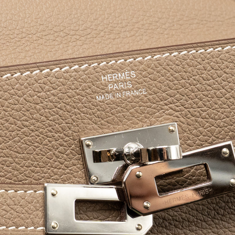 Hermes Kelly to Go Evercolor Etoupe SHW Stamp W