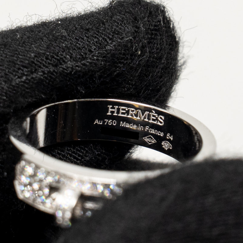 Hermes Size 54 Kelly Ring White Gold Didmonds