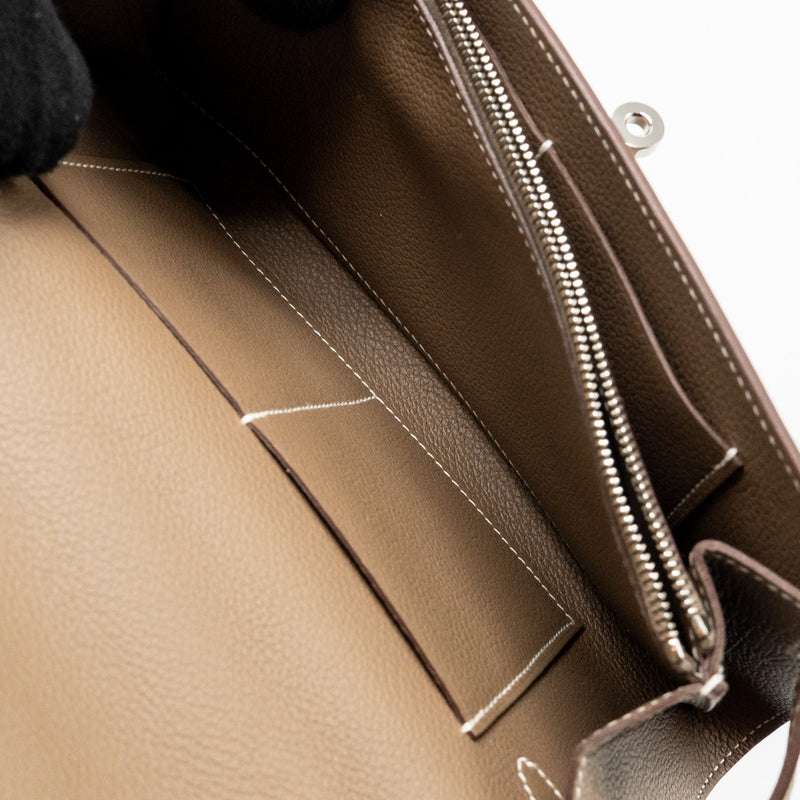 Hermes Kelly to Go Evercolor Etoupe SHW Stamp W