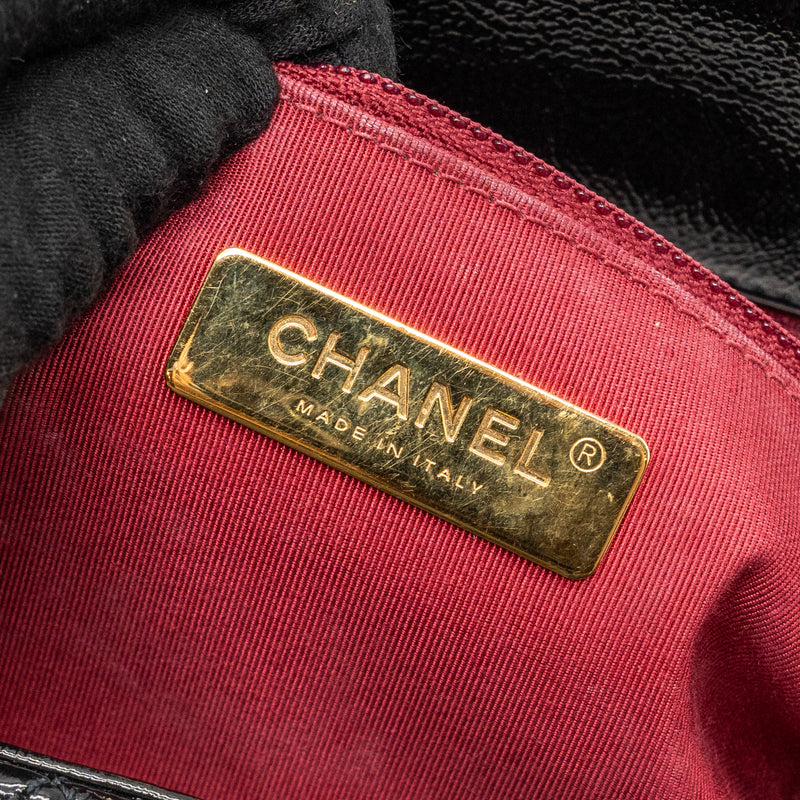 chanel medium 19 bag shiny calfskin black multicolour hardware