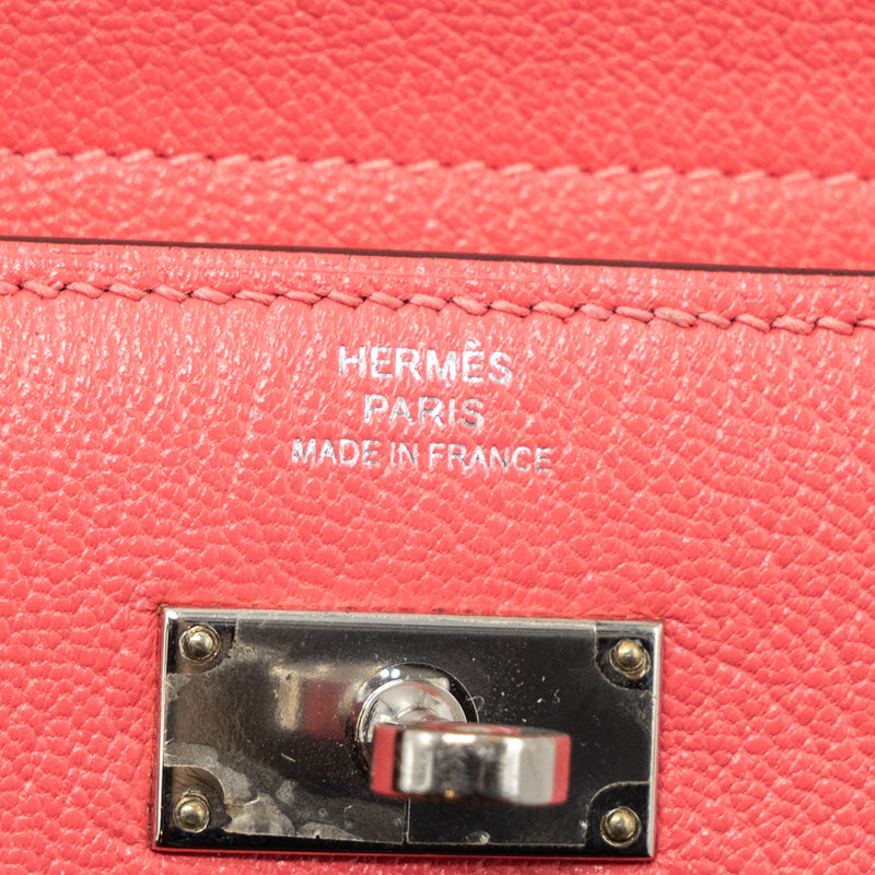 Hermes kelly compact wallet chevre mysore rose azalee SHW stamp C