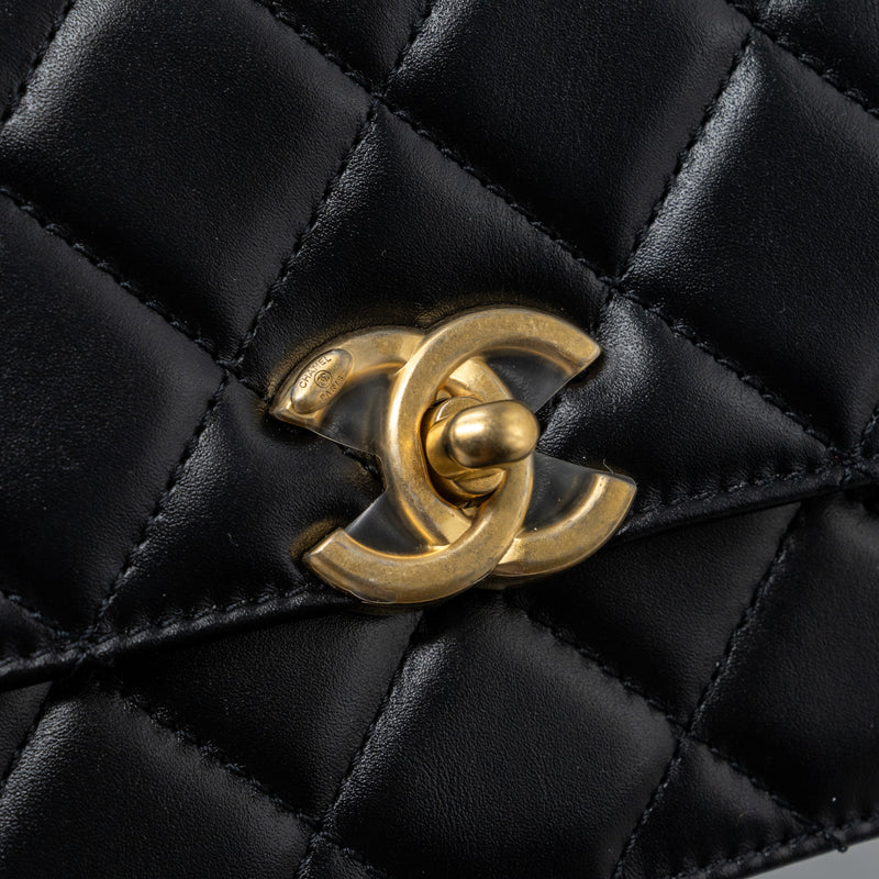 Chanel 24C gold crush mini flap bag calfskin black GHW (microchip)