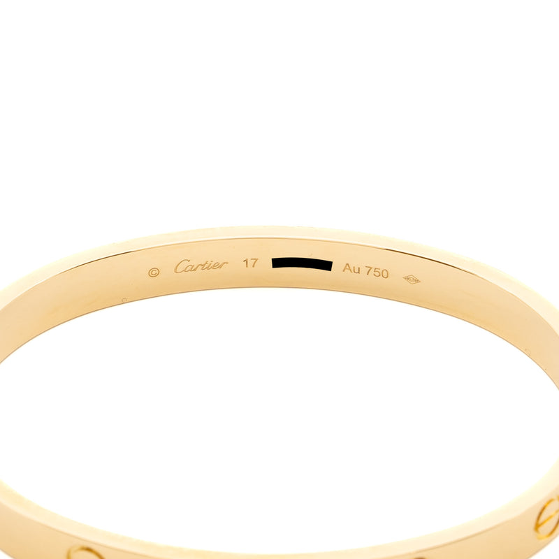 Cartier size 17 love bracelet yellow gold