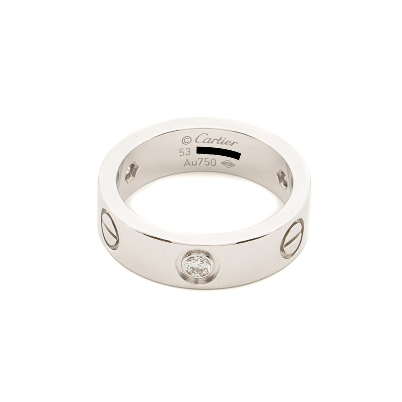 Cartier size 53 love ring white gold with 3 diamonds