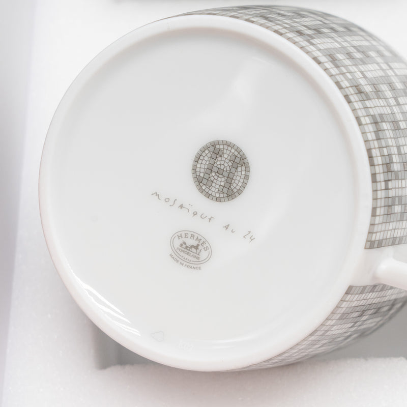 Hermes Mosaique AU 24 Platinum Tea Cup and Saucer