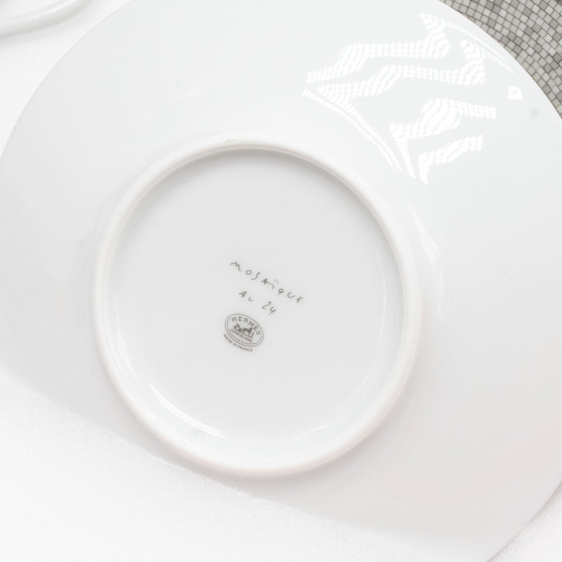 Hermes Mosaique AU 24 Platinum Tea Cup and Saucer