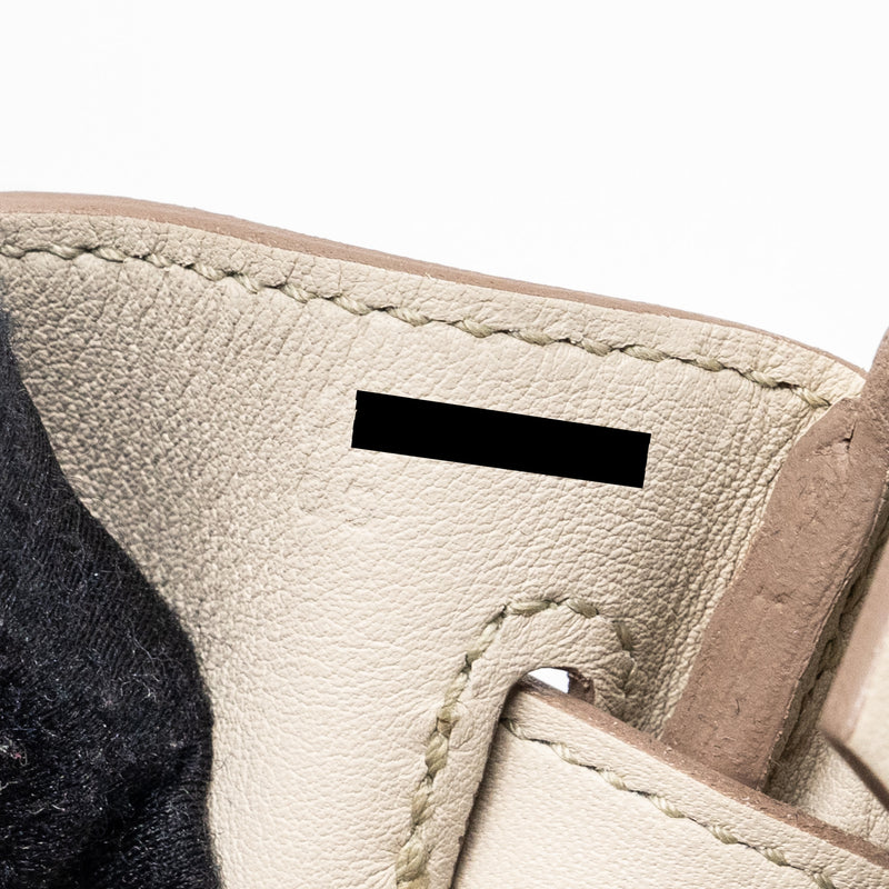 Hermes Birkin 25 Swift Beton SHW Stamp C