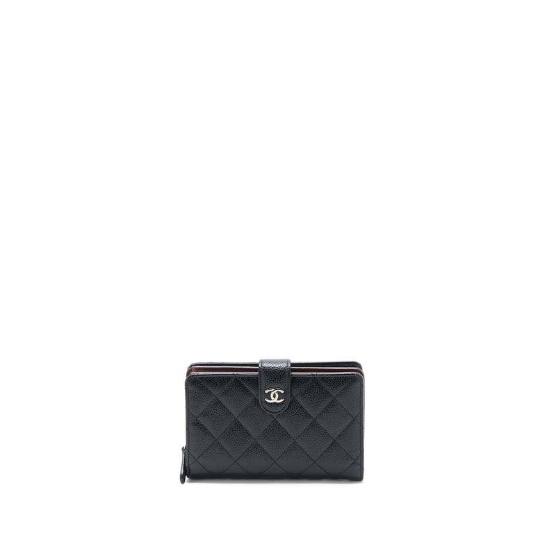 Chanel Compact Zipper Wallet Caviar Black SHW