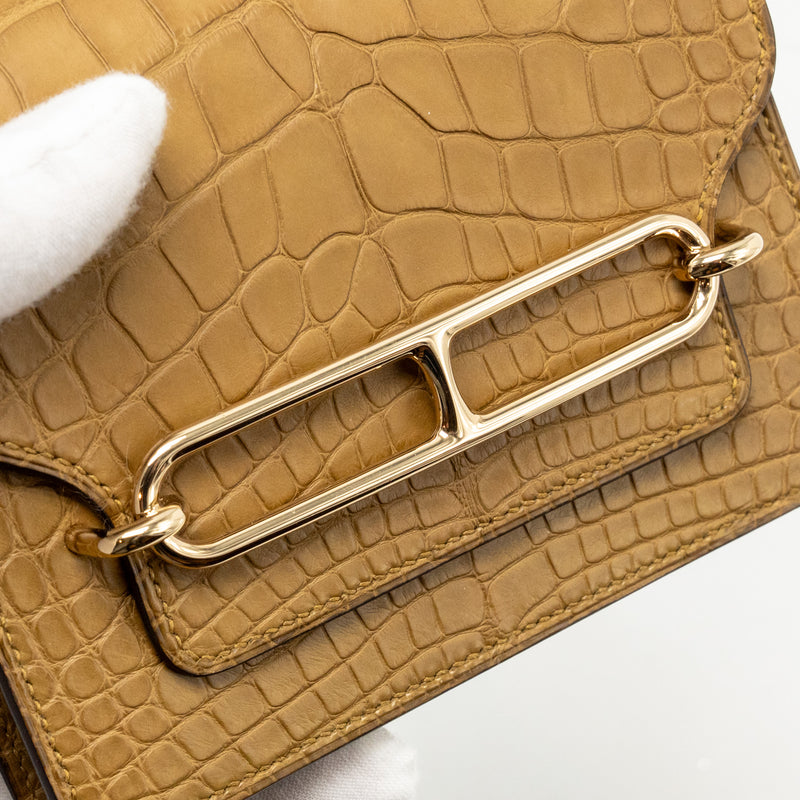 Hermes Roulis Slim Alligator Mississippiensis Mat Kraft LGHW Stamp Z