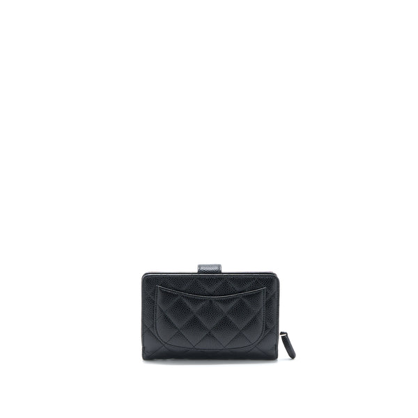 Chanel Compact Zipper Wallet Caviar Black SHW