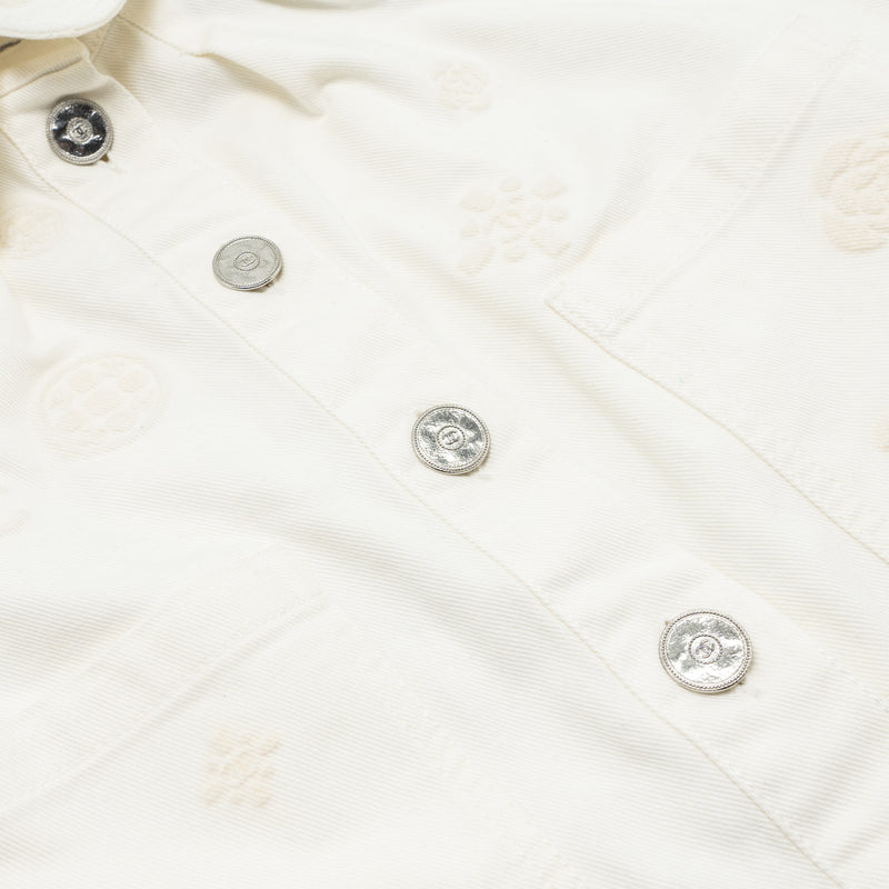 Chanel size 34 21P Camellia Jacket Cotton White