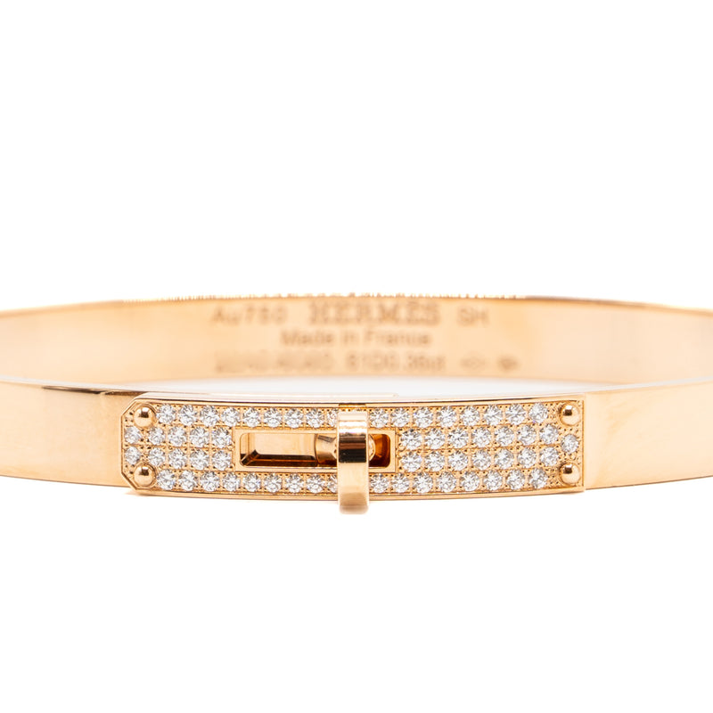 Hermes Size SH Kelly Bracelet Rose Gold With Diamonds