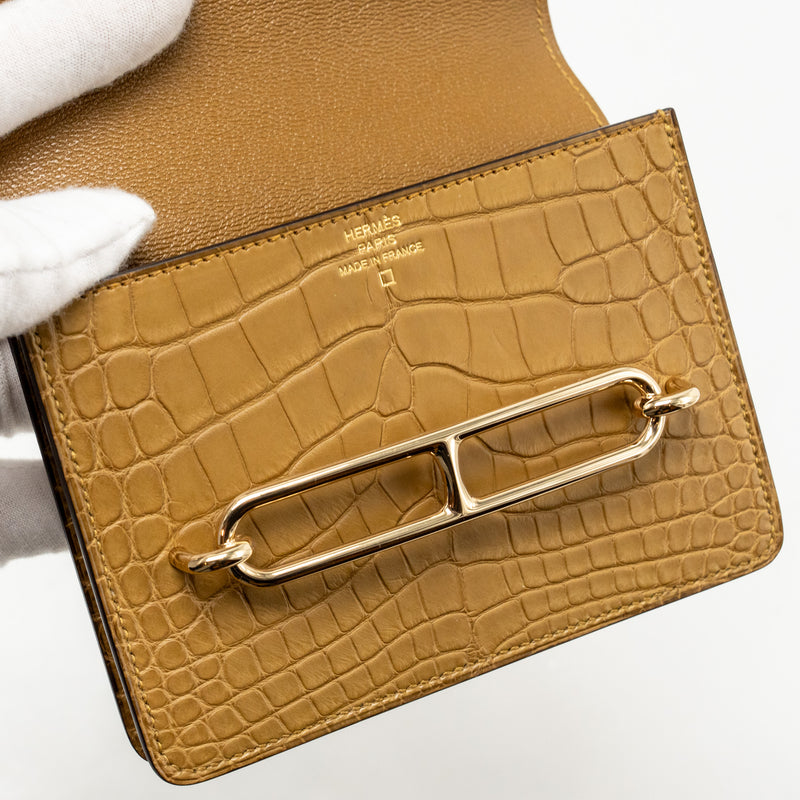 Hermes Roulis Slim Alligator Mississippiensis Mat Kraft LGHW Stamp Z
