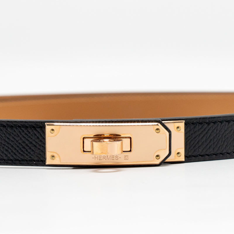 Hermes Kelly 18 Belt Epsom Black RGHW Stamp W