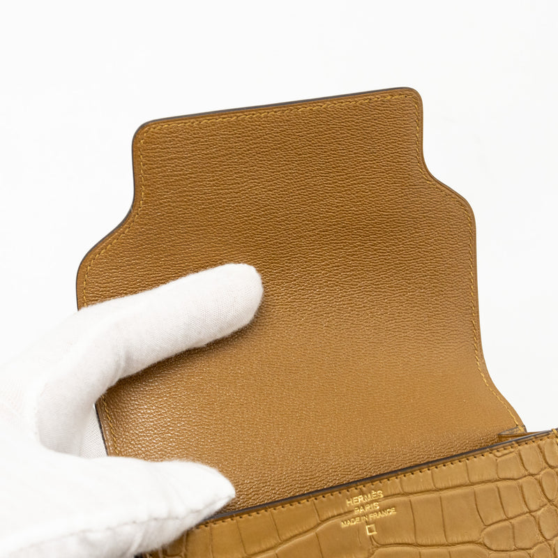 Hermes Roulis Slim Alligator Mississippiensis Mat Kraft LGHW Stamp Z