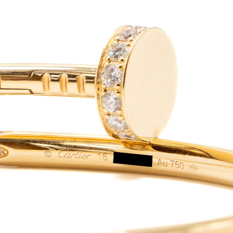 Cartier size 16 Juste Un Clou Bracelet yellow gold with diamonds