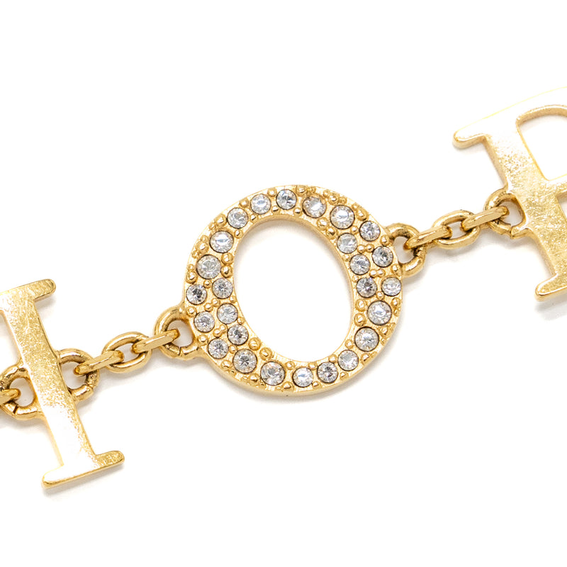 Dior Letter Bracelet Crystal Gold Tone