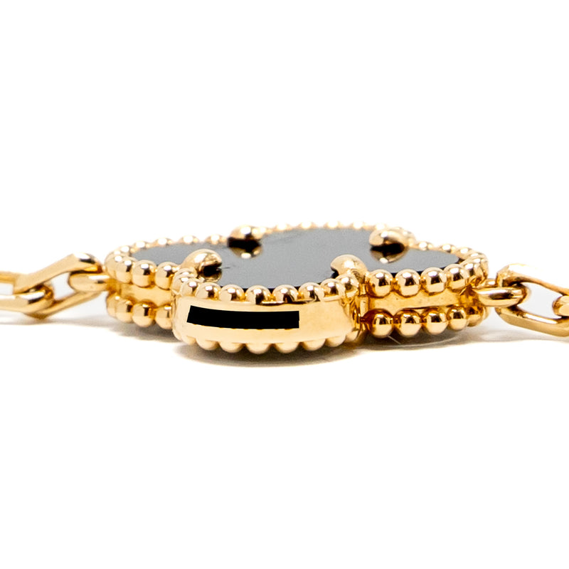 Van Cleef & Arpels Vintage Alhambra Bracelet 5 Motifs 18K Yellow Gold/Onyx