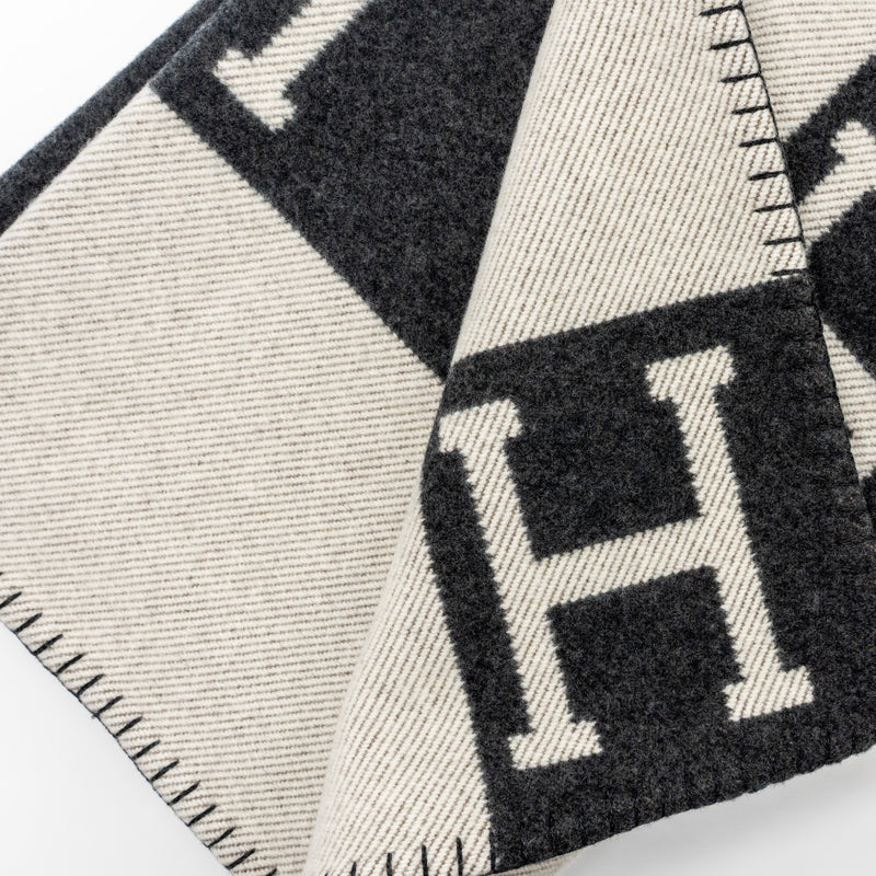 Hermes Avalon throw blanket ecru/ gris Fonce