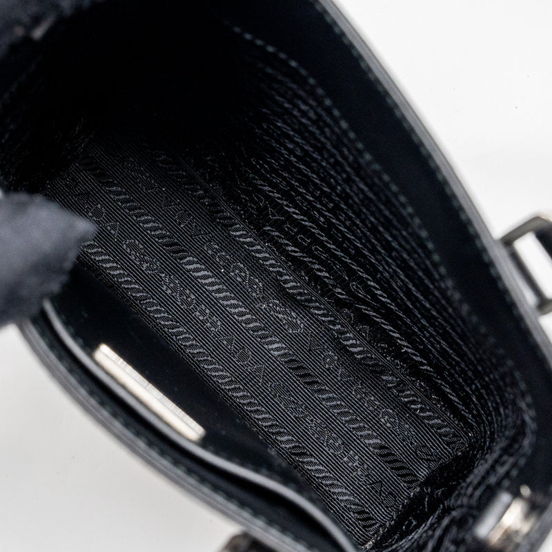Prada Small Brushed Leather Tote Black SHW