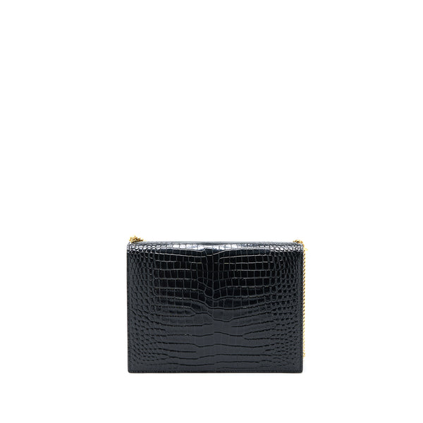 Saint Laurent Cassandra Chain Bag Croc Embossed Leather Black GHW