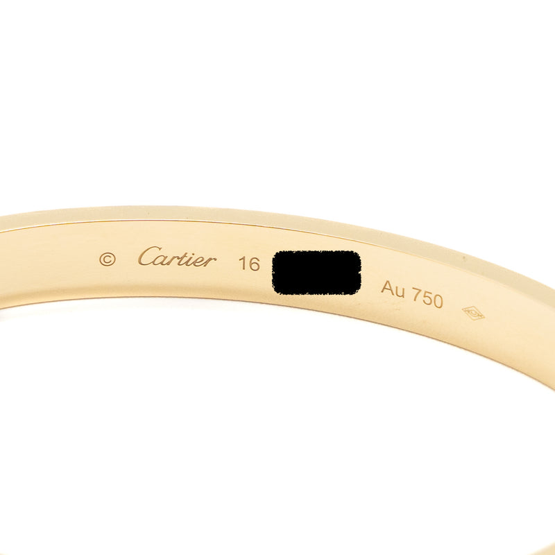 Cartier size 16 love bracelet yellow gold