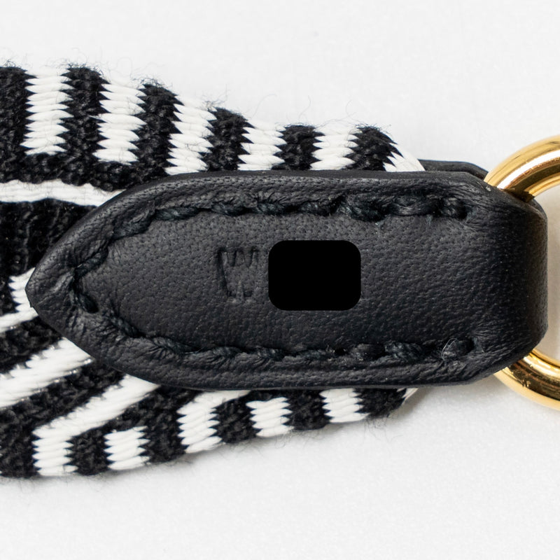 Hermes 85cm Shoulder Strap Canvas/Swift Black/White Stamp W