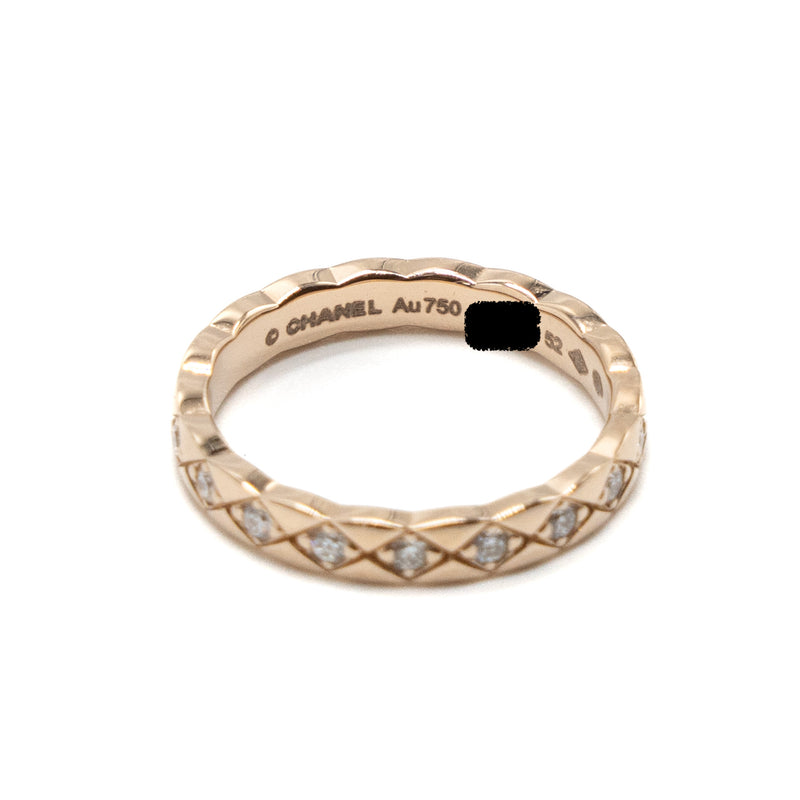 Chanel Size 52 Coco Crush Rings Mini Version White Gold/ Beige Gold With Diamonds (sell in a set)