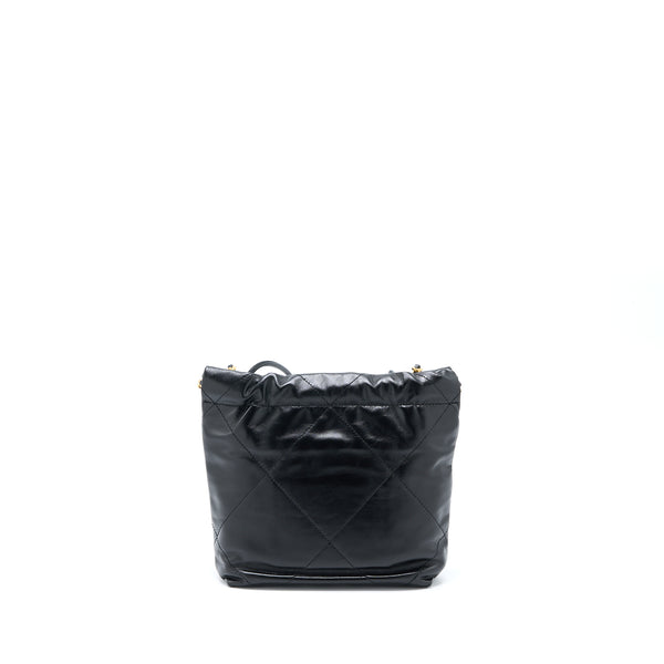 Chanel Mini 22 Bag Shiny Calfskin Black Brushed GHW (Microchip)
