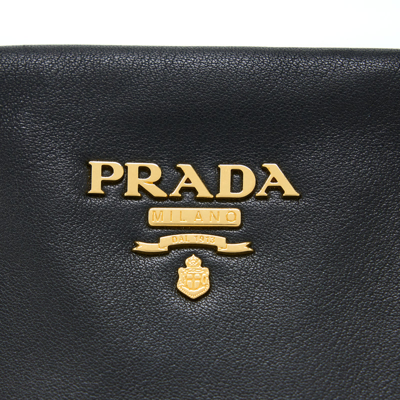 Prada Bauletto Tote Bag Soft Calfskin Black GHW