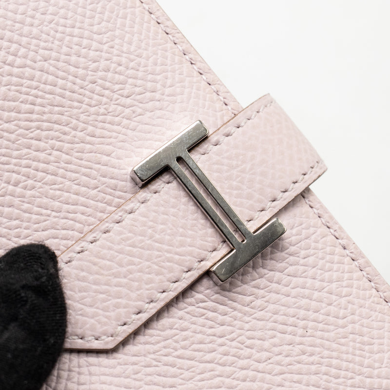 Hermes Bearn Compact Wallet Epsom Mauve Pale SHW Stamp B
