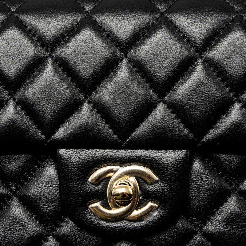 Chanel Classic Mini Rectangular Flap Bag Lambskin Black LGHW (Microchip)