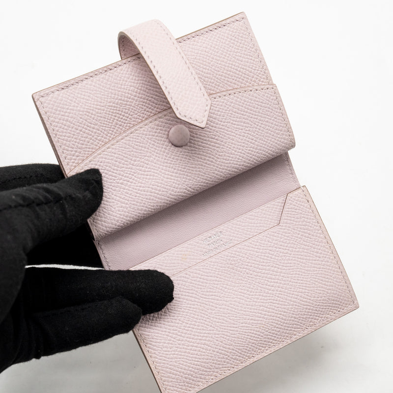 Hermes Bearn Compact Wallet Epsom Mauve Pale SHW Stamp B