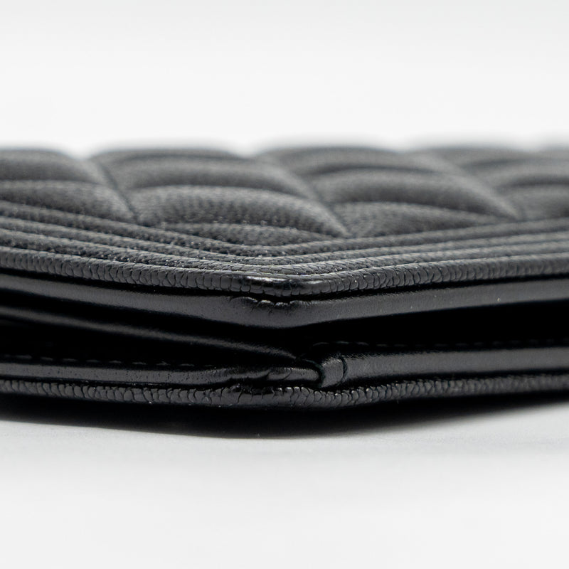 Chanel Boy Long Wallet Shiny Grained Calfskin Black SHW
