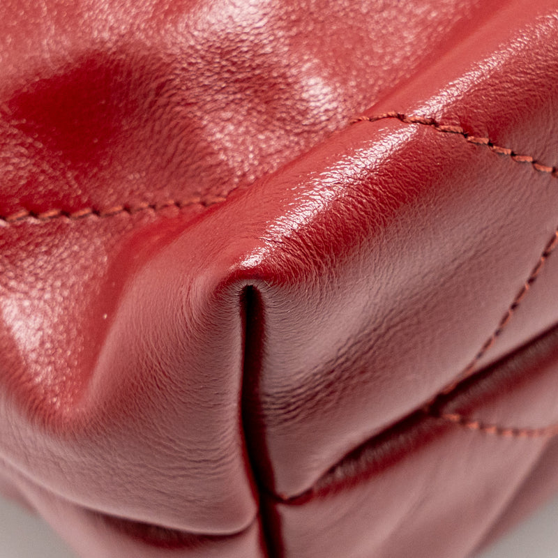 Chanel Mini 22 Bag Shiny Calfskin Red GHW (Microchip)