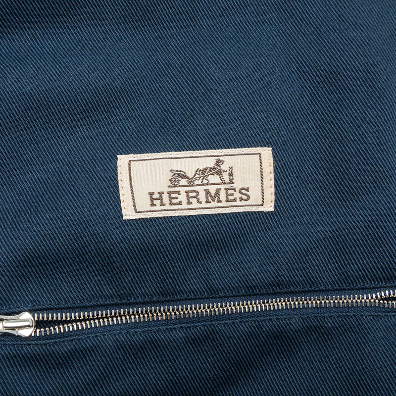 Hermes size 46 jacket with leather detail navy / black