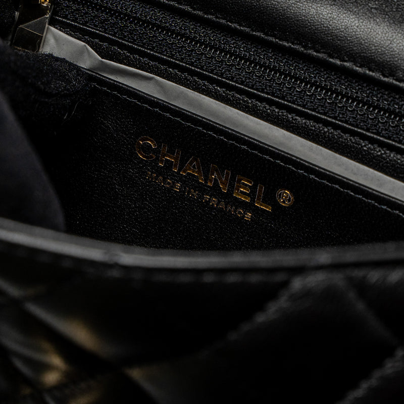 Chanel Classic Mini Rectangular Flap Bag Lambskin Black LGHW (Microchip)