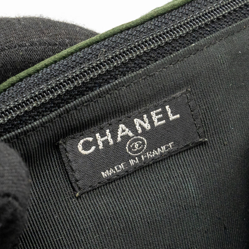 Chanel 2.55 Patchwork Single Flap Bag Suede Dark Green SHW