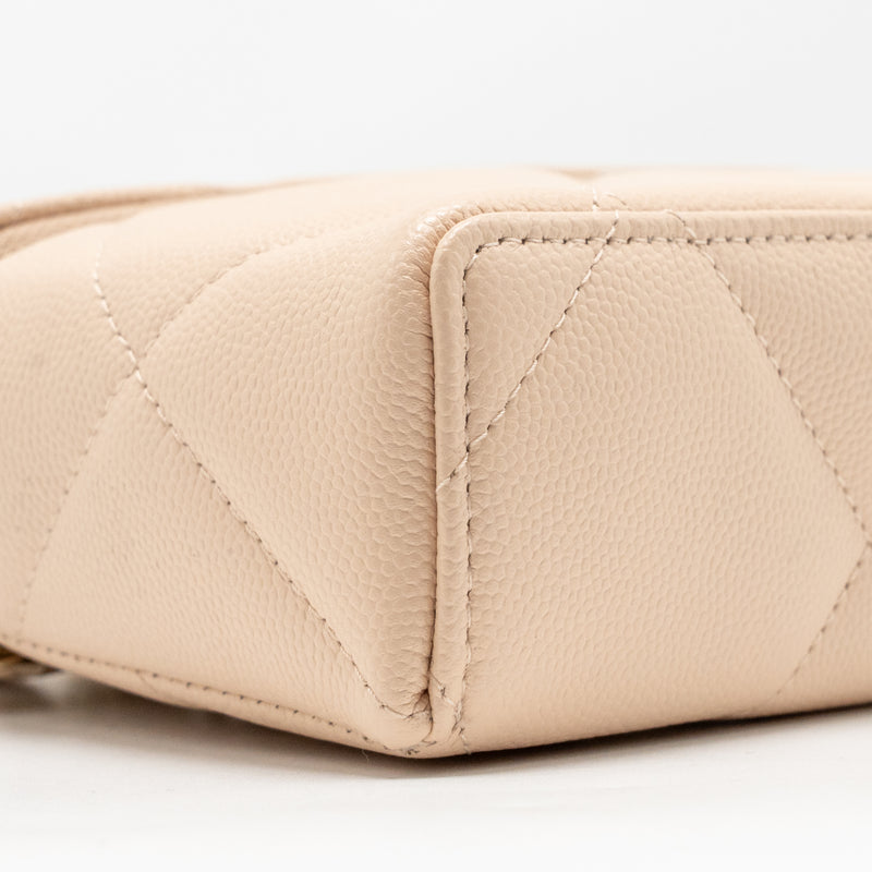 Chanel 25K CC Top Handle Vanity with Chain Caviar Beige LGHW (Microchip)