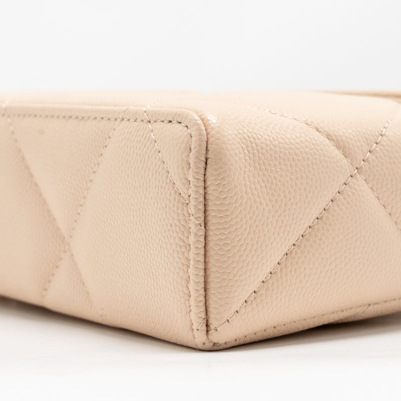 Chanel 25K CC Top Handle Vanity with Chain Caviar Beige LGHW (Microchip)