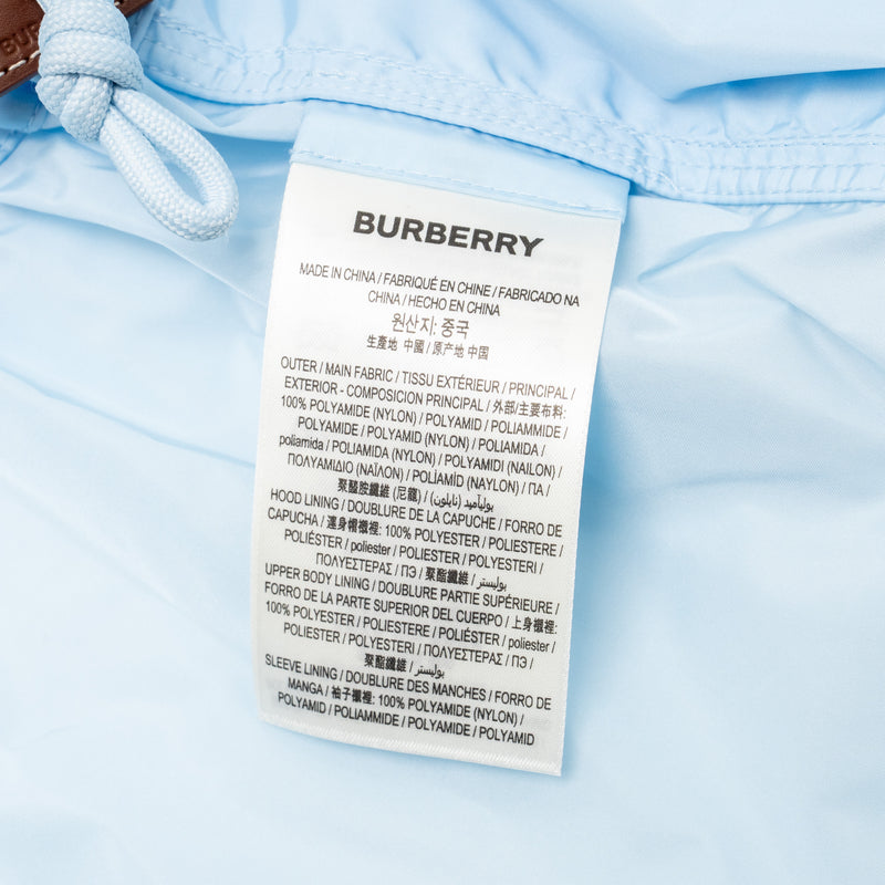 Burberry Size UK 10 Nylon Hooded Jacket Light Blue