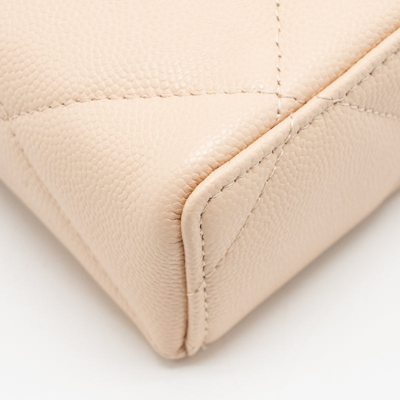 Chanel 25K CC Top Handle Vanity with Chain Caviar Beige LGHW (Microchip)