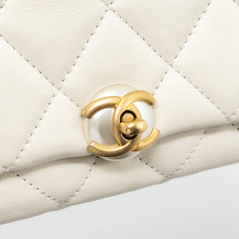 Chanel quilted mini flap bag Calfskin white GHW