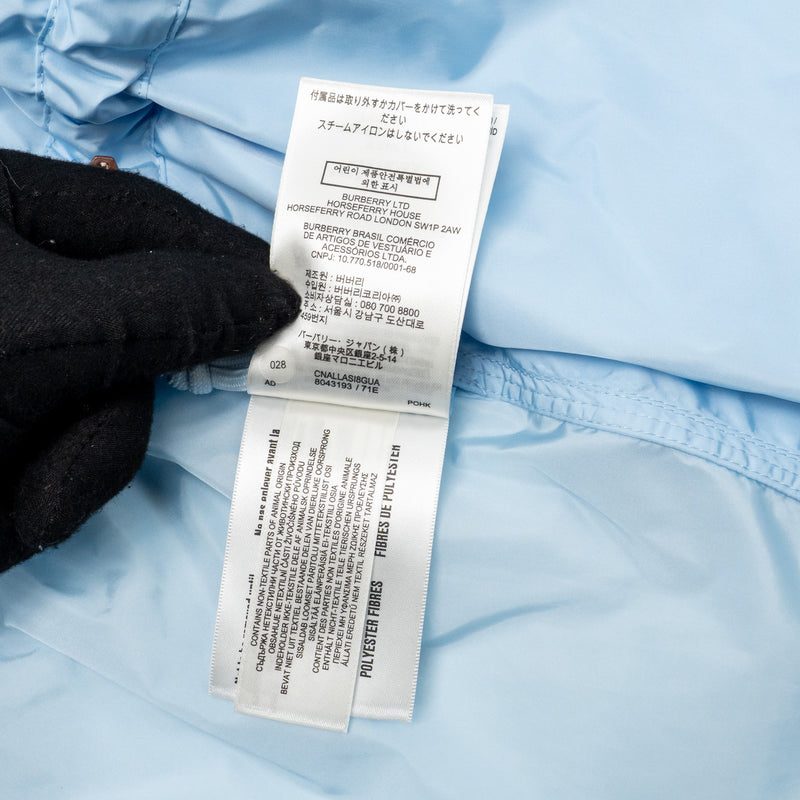 Burberry Size UK 10 Nylon Hooded Jacket Light Blue