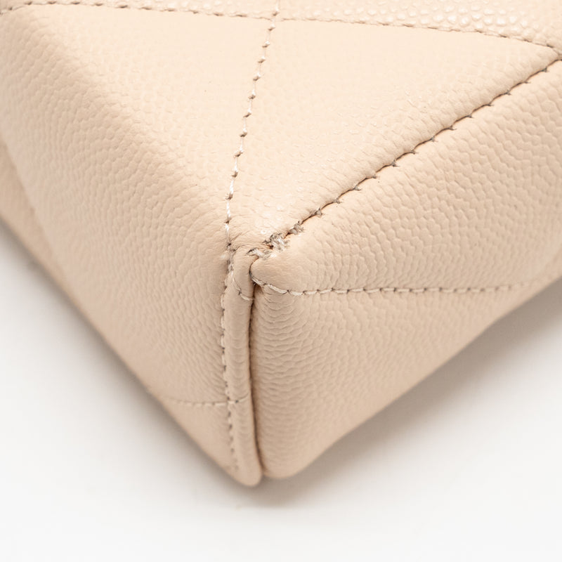 Chanel 25K CC Top Handle Vanity with Chain Caviar Beige LGHW (Microchip)