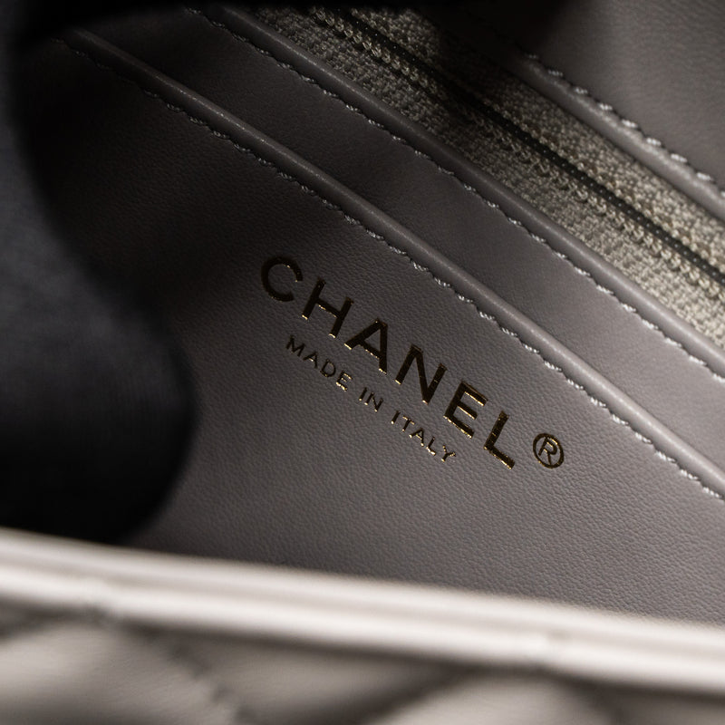 Chanel Pearl Crush Mini Rectangular Lambskin Light Grey Brushed GHW (Microchip)