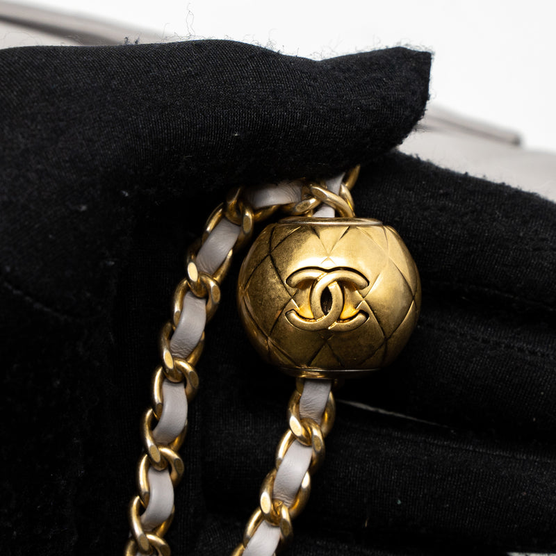 Chanel Pearl Crush Mini Rectangular Lambskin Light Grey Brushed GHW (Microchip)