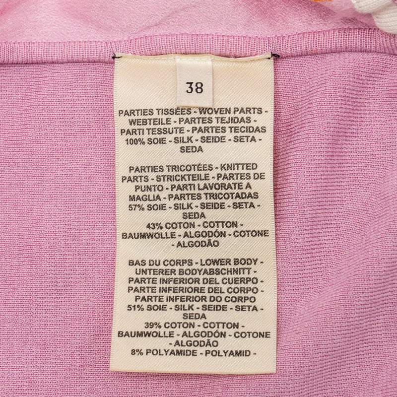 Hermes Size 38 Chaine d’Ancre embroidered long-sleeve twillaine cardigan Silk/Cotton Rose Clair SHW