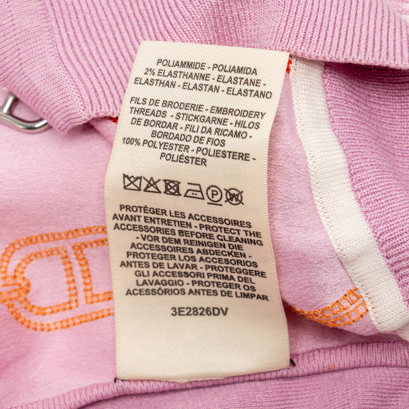 Hermes Size 38 Chaine d’Ancre embroidered long-sleeve twillaine cardigan Silk/Cotton Rose Clair SHW