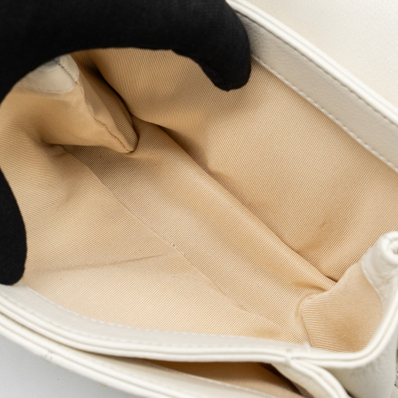 Chanel quilted mini flap bag Calfskin white GHW